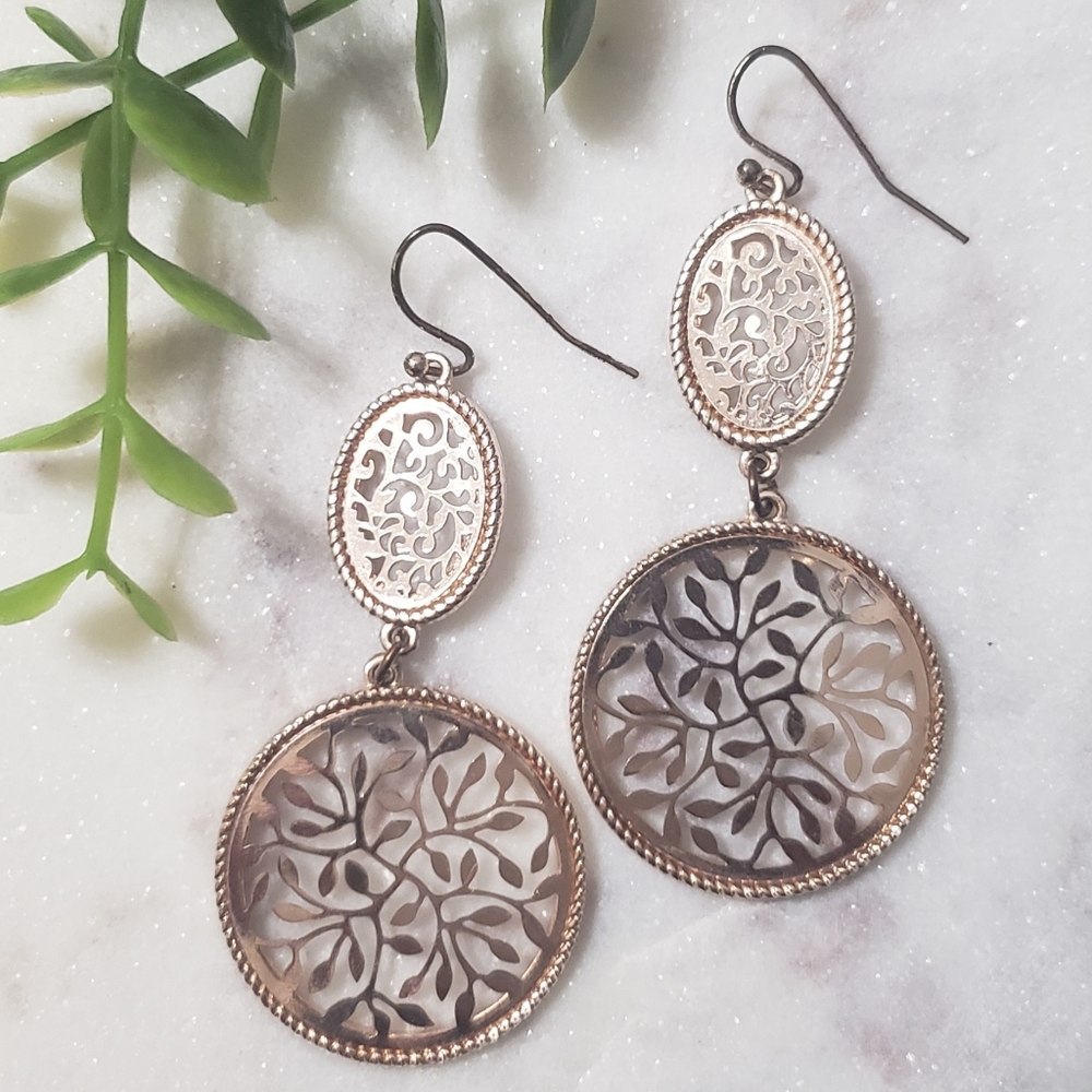 Rose Gold Pendant Earrings